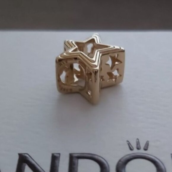 Authentic PANDORA *RETIRED AND RARE* 14K Gold Radiant Star Charm 752361C00 - Picture 6 of 15